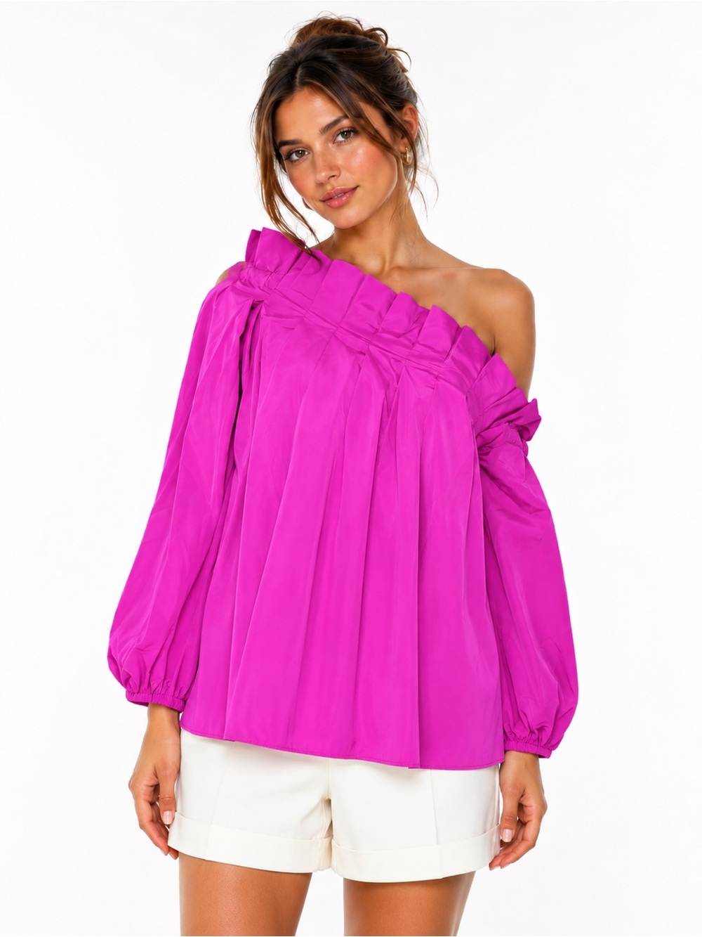 NWT Trina Turk Krisha Top Pink Off Shoulder Balloon Sleeve Blouse Small